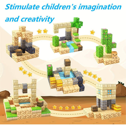 100pcs Magnetic Block Toy Set Desert Construction & Adventure World