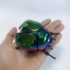 Spring Driven Beetle Toy with Articulated Wings for Home Garden Car