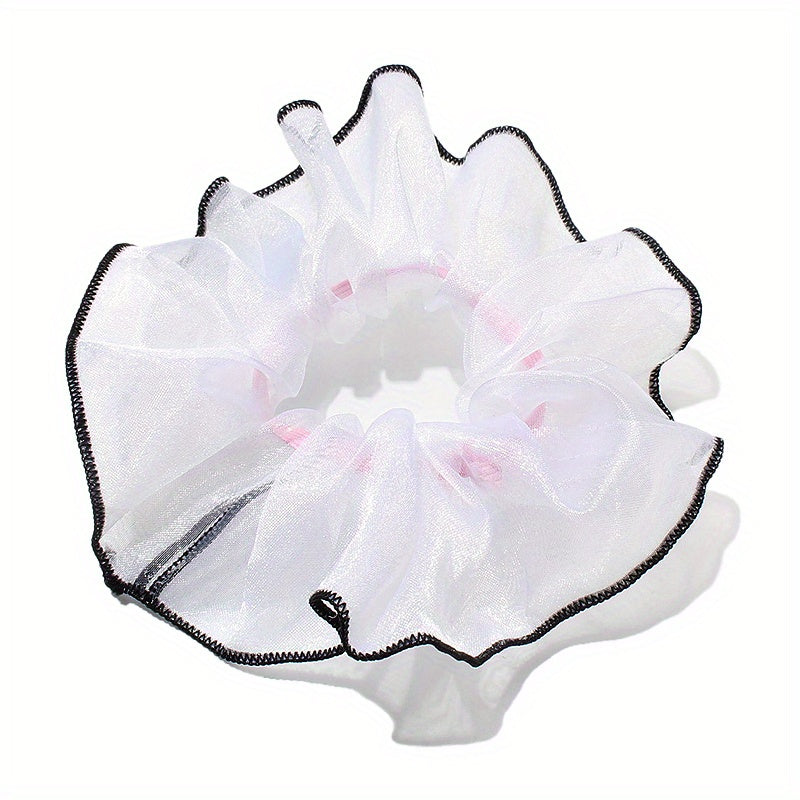 Organza Scrunchies Contrast Brim Hair Tie Sweet Hair Rope Elastic