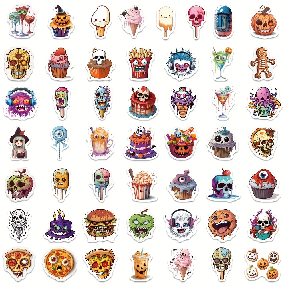 50pcs Halloween Horror Food Stickers Waterproof PVC Decoration