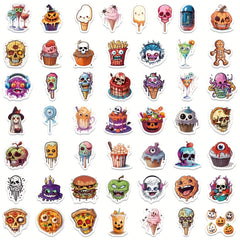 50pcs Halloween Horror Food Stickers Waterproof PVC Decoration