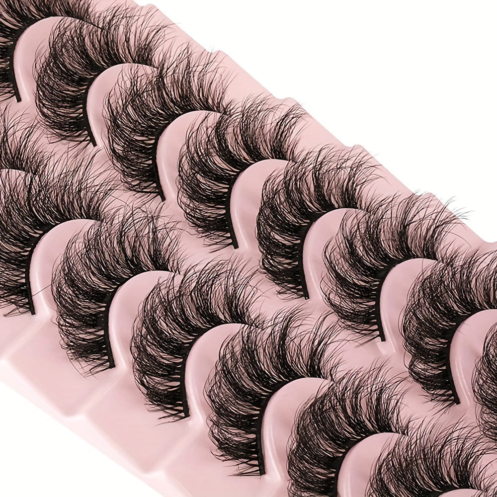 10 Pairs Fluffy Faux Mink Eyelashes for Party Makeup