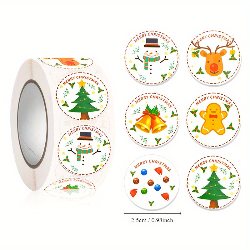 500pcs Christmas Gift Stickers Decoration Labeling Round Seal Stickers