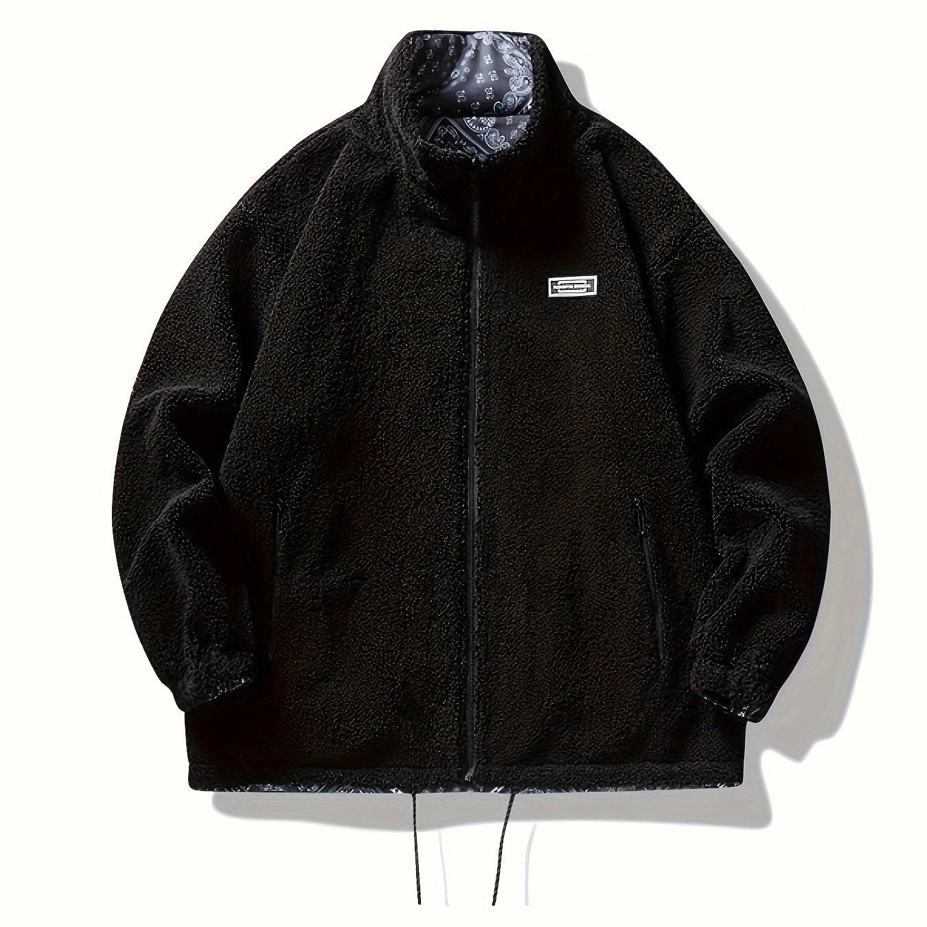 Men's Thick Warm Lamb Plush Jacket Zipper Stand Collar Fall Winter