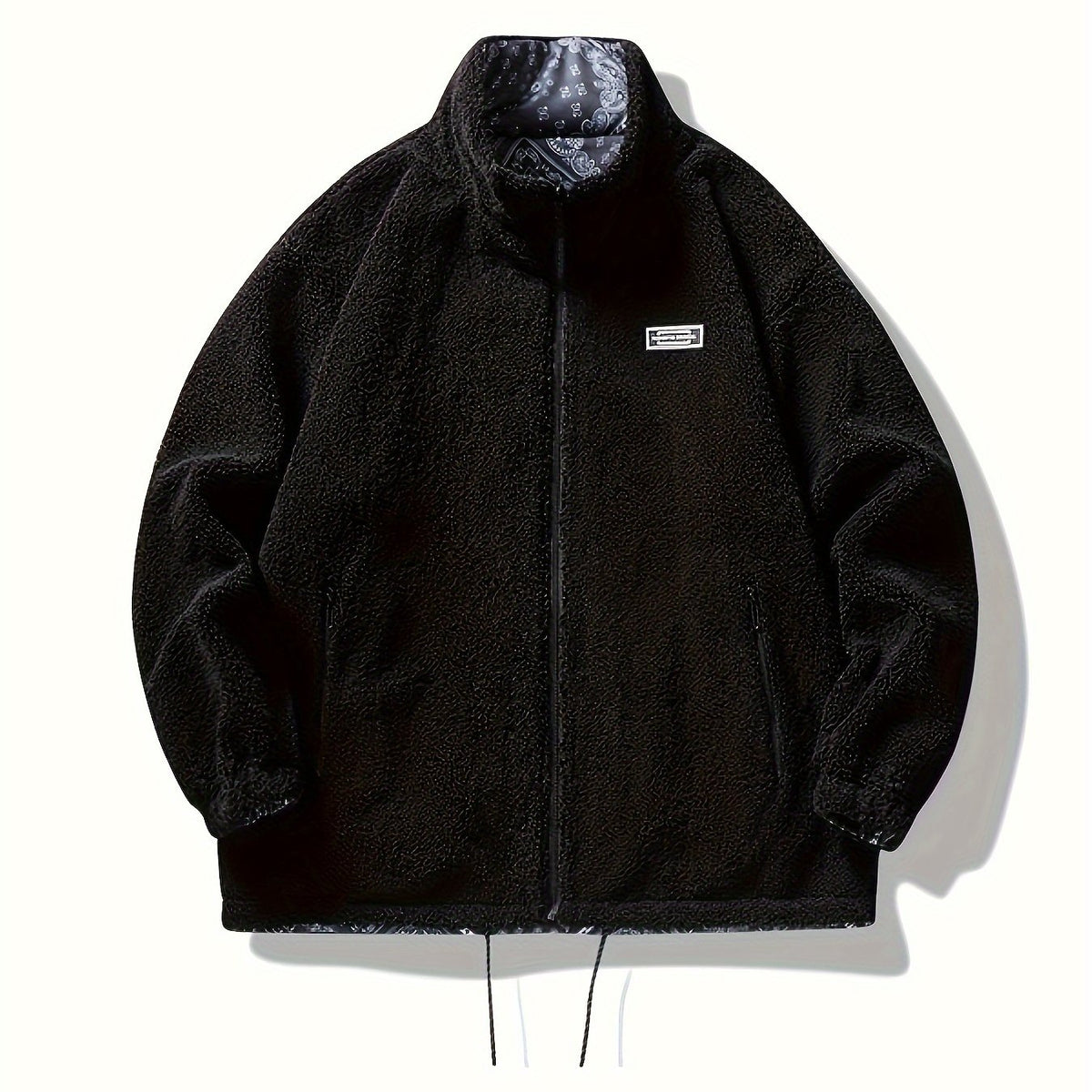 Men's Thick Warm Lamb Plush Jacket Zipper Stand Collar Fall Winter