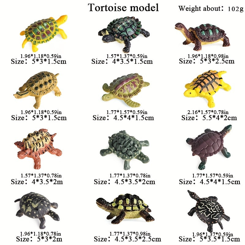 12pcs Realistic Sea Turtle Figurines Plastic Ocean Animals Set