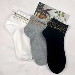 5 Pairs Rhinestone Crew Socks for Women