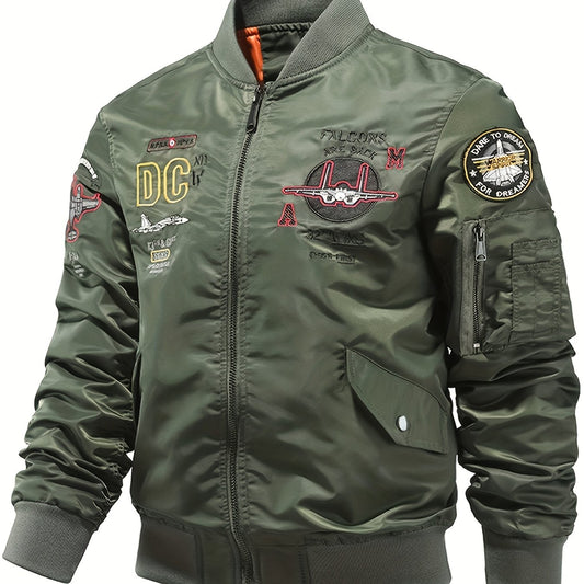 Men's Windproof Waterproof Soft Shell Jacket Active Airplane Embroidery