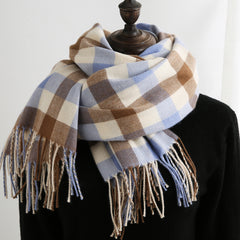 Winter Cashmere Plaid Thick Scarf Shawl