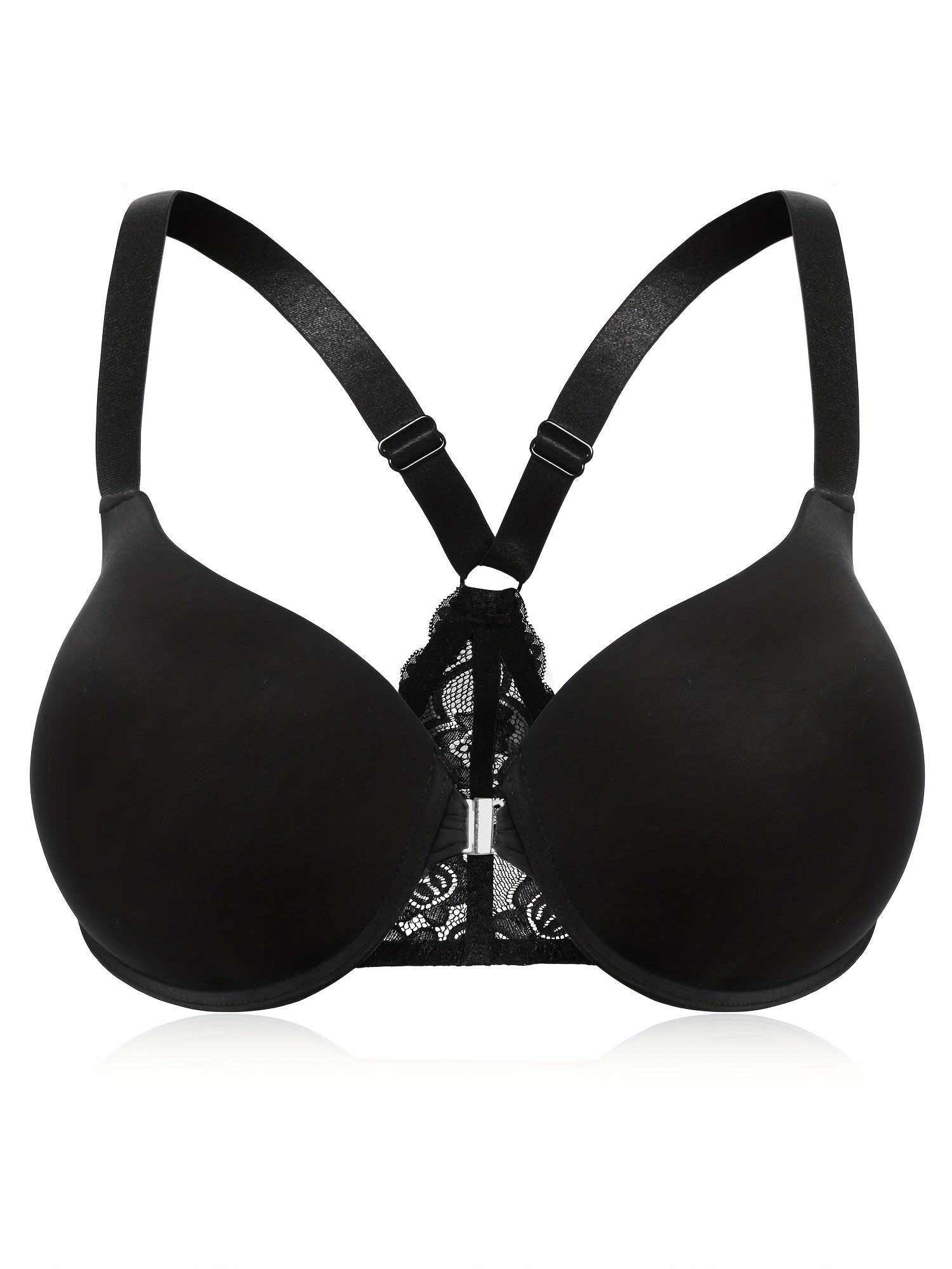  Bra Women's Plus Lace Closure Front Racer Back Underwire Bra