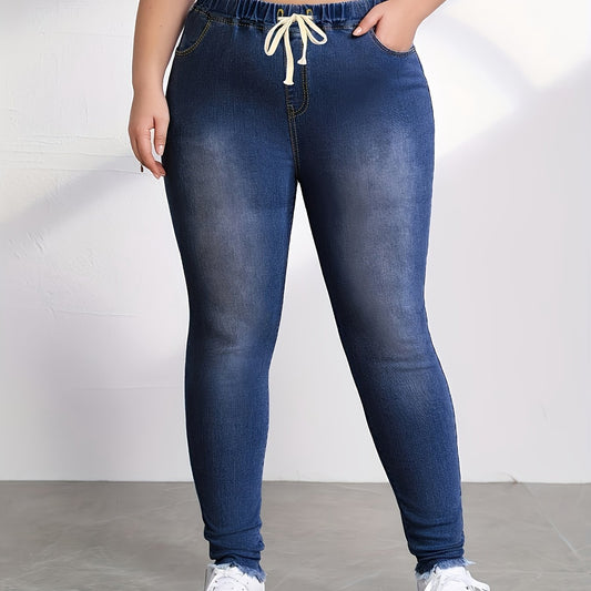  Drawstring Skinny Jeans with Pockets