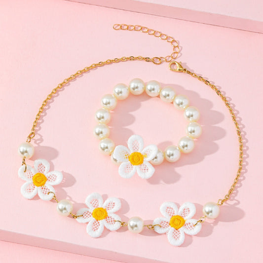 Girls Embroidered Flower Accessories Set
