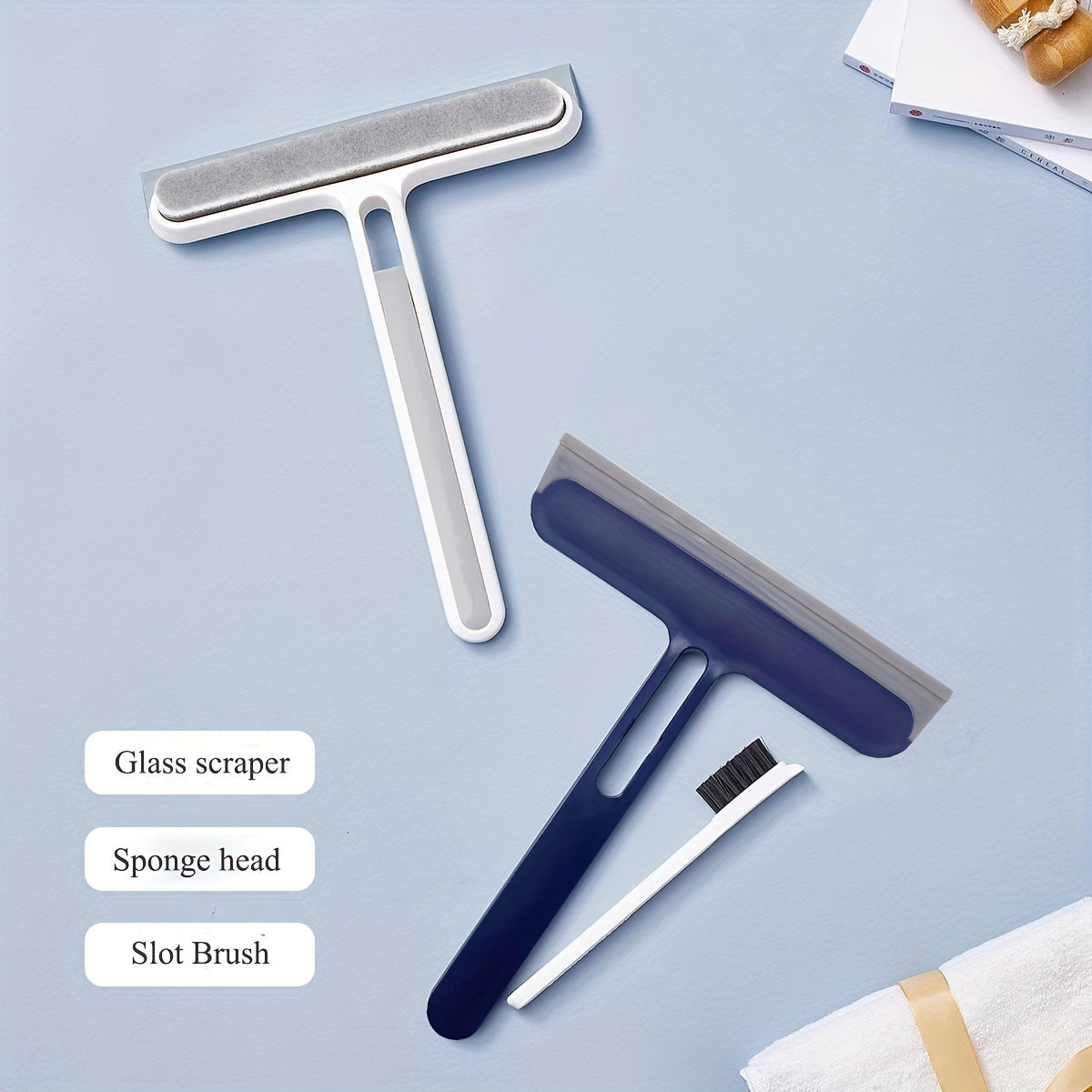 4-in-1 Glass Cleaning Brush Double Sided Wiper Window Screen Crevice Sponge