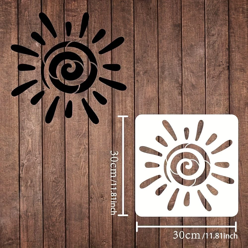 Plastic Reusable Stencil Template: Square Sun Pattern Scrapbook