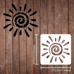 Plastic Reusable Stencil Template: Square Sun Pattern Scrapbook