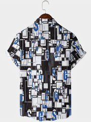 Men's Geometric Pattern Camp Collar Hawaiian Shirt