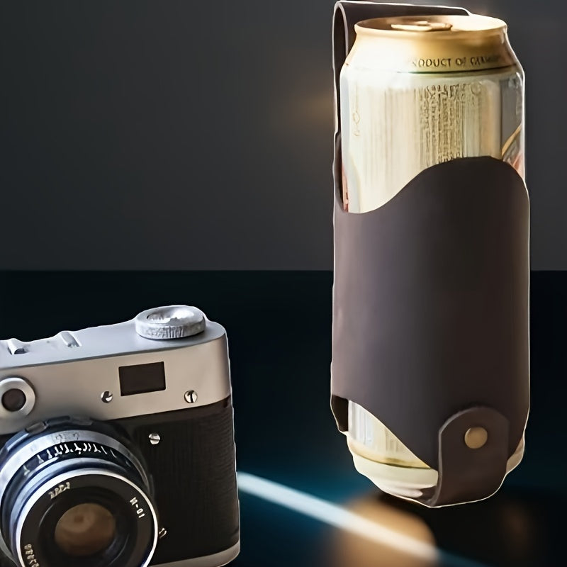 Faux Leather Beer Can Holder Belt for Men - Outdoor Festival Accessory