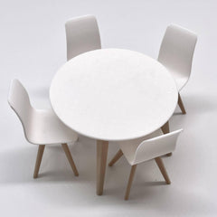 1:12 Scale Dollhouse Set: Mini Table with 4 Chairs