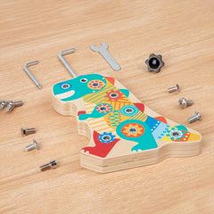 Wooden Dinosaur Screwdriver Activity Board Educational Puzzle Toy for Kids