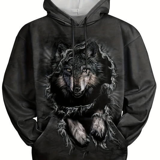 Wolf 3D Print Hoodies for Men Graphic Hoodie Comfy Loose Hooded Pullover