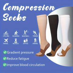 Sport Compression Socks for Men Women, Knee High Running Nursing Athletic
