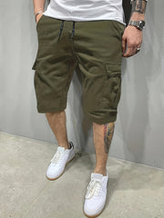 Men Drawstring Cargo Shorts with Flap Pockets