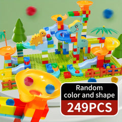 Dinosaur Slide Track Building Blocks Marble Run Toy DIY Set