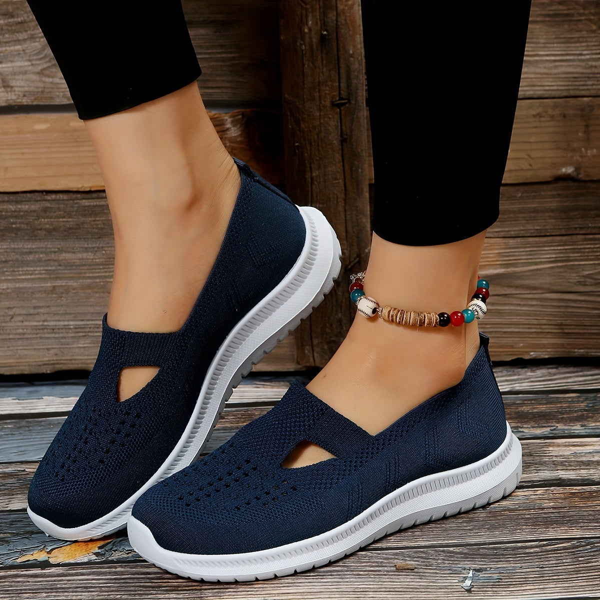 Women's Knitting Slip On Walking Shoes Casual Low Top Shoes