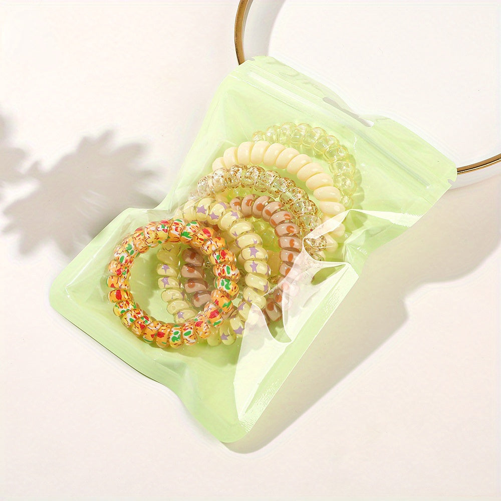 6pcs Candy Spiral Hair Tie Hair Sing No Crease Hair Ring Hair Accessories