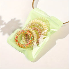 6pcs Candy Spiral Hair Tie Hair Sing No Crease Hair Ring Hair Accessories