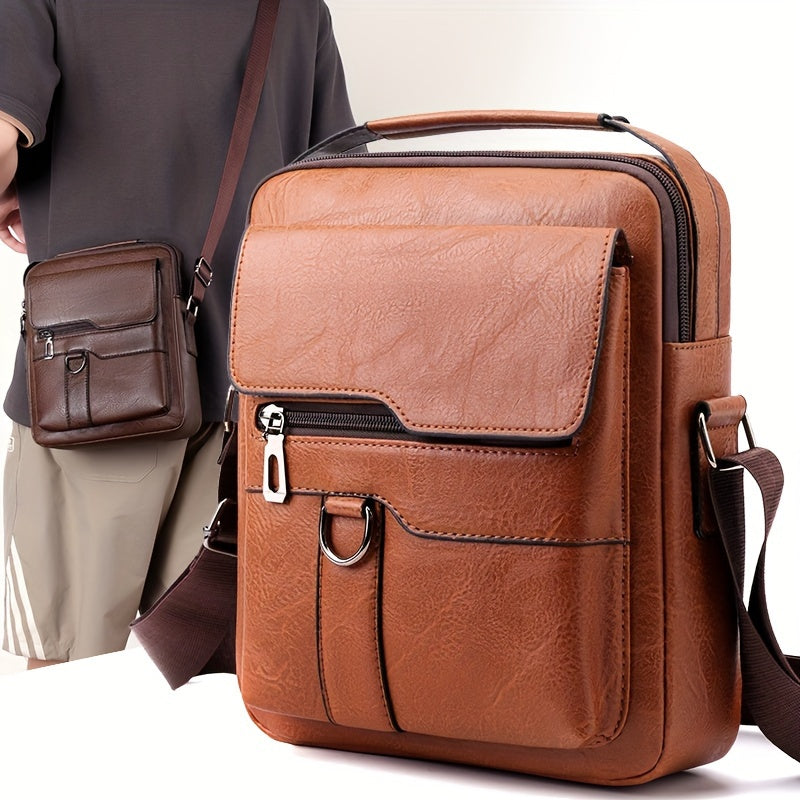 Men's Vintage PU Leather Shoulder Bag Business Satchel