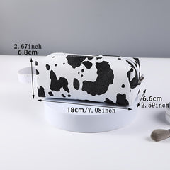 Cow Print Makeup Bag with Zipper Closure
