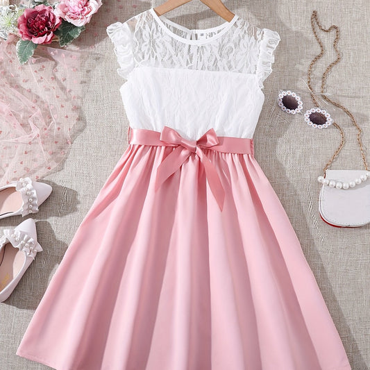 Girls Lace Ruffle Sleeve Dress Holiday Summer