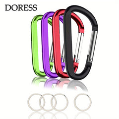 DORESS 4PCS Carabiner Clips Aluminum D Ring Shape with Keyring Hook