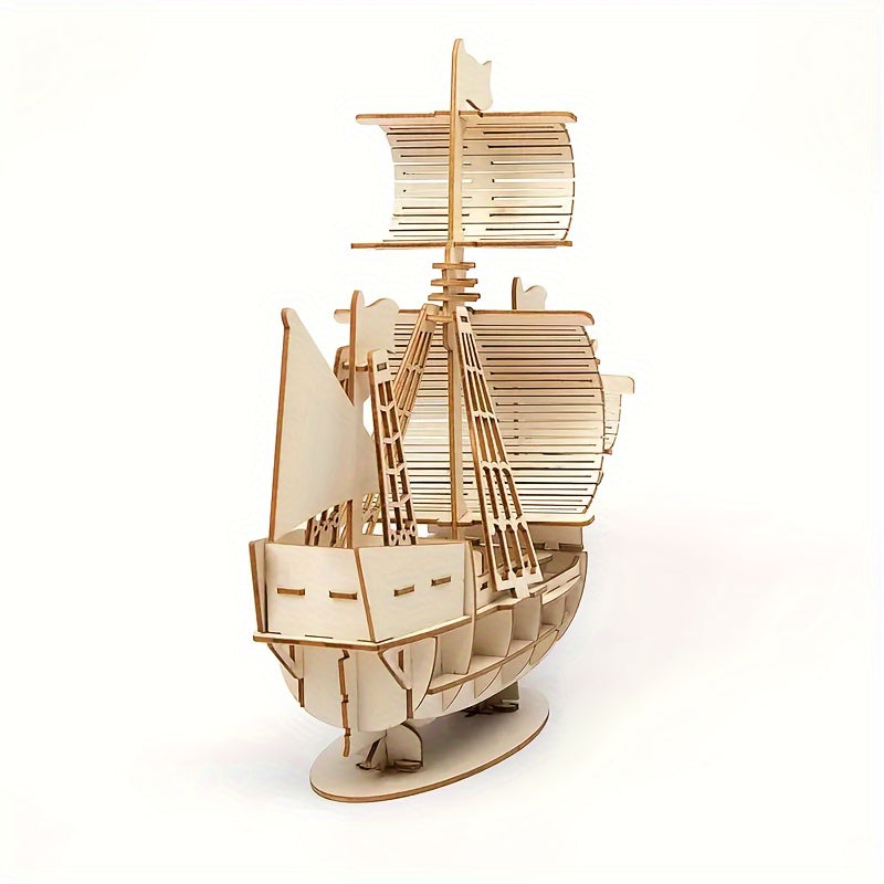 3D Wooden Puzzle Sailboat DIY Toy Office Decor Christmas Birthday Gift