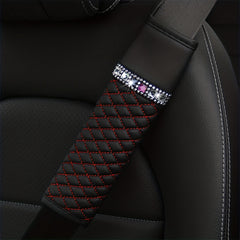 3D Embroidery Diamond Car Seat Belt Cover - Breathable & Comfortable