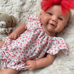 Soft Silicone Reborn Girl Doll with Brown Eyes Hand Painted Outfit