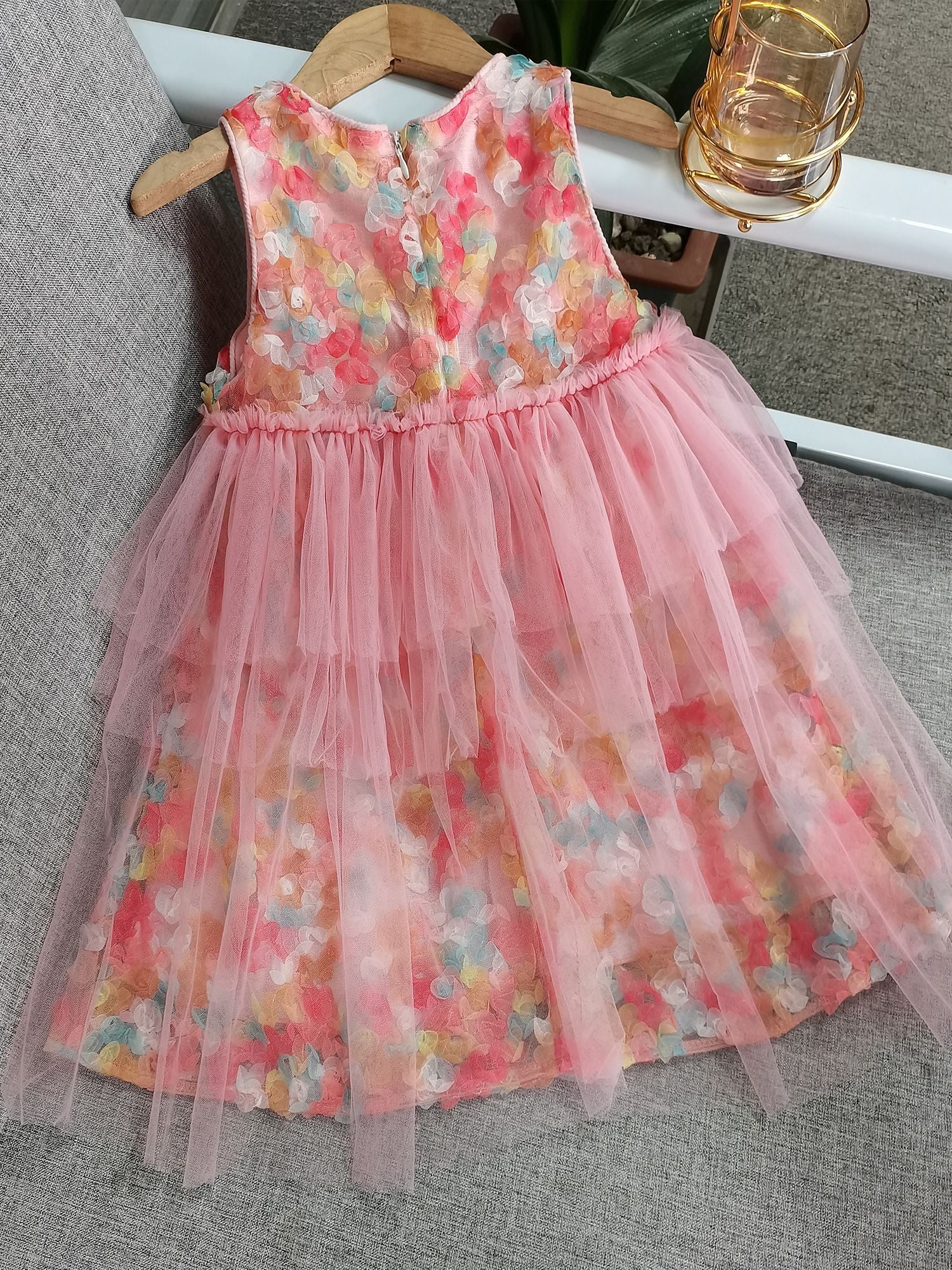 Girls Cute Flower Sleeveless Dress for Summer