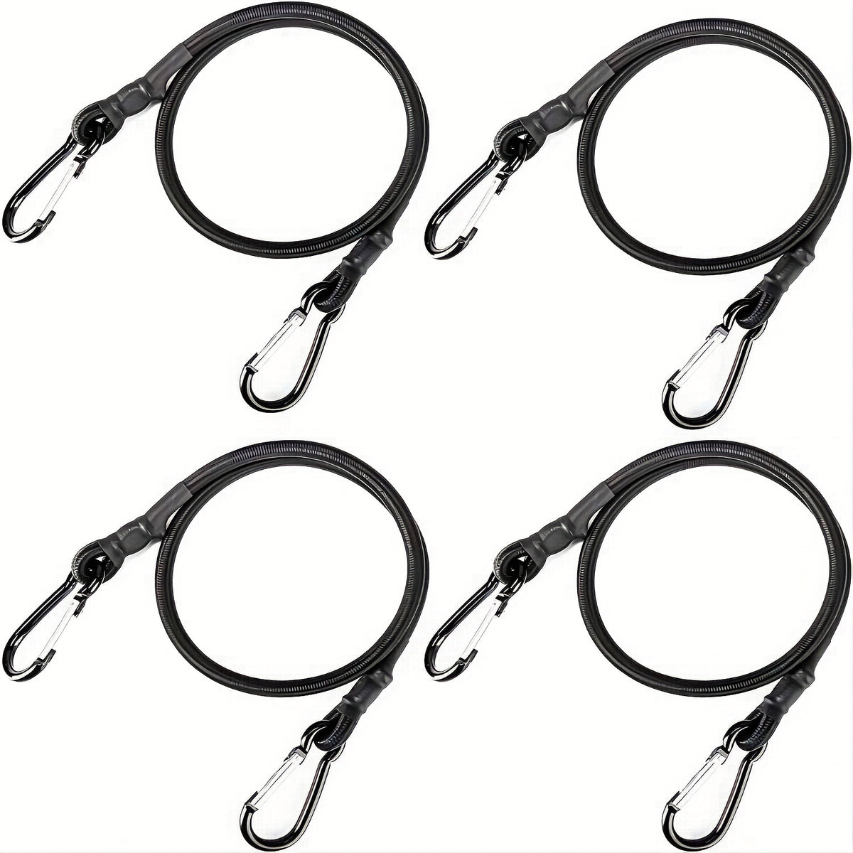 4pcs Bungee Cord Carabiner Hook Heavy Duty Straps Elastic Rope Outdoor