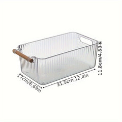 Striped Handle Wooden Kitchen Bathroom Storage Box