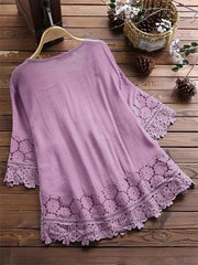  Floral Appliques Guipure Lace Top