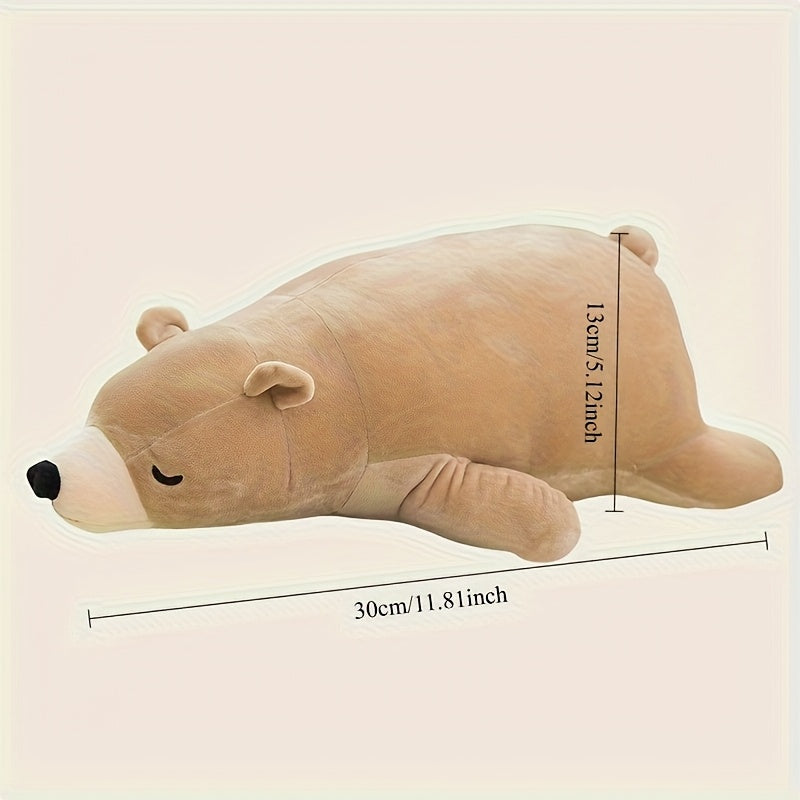 Cute Polar Bear Plush Toy Soft Polyester Sleeping Bear Gift for Family & Friends