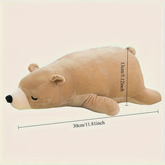Cute Polar Bear Plush Toy Soft Polyester Sleeping Bear Gift for Family & Friends
