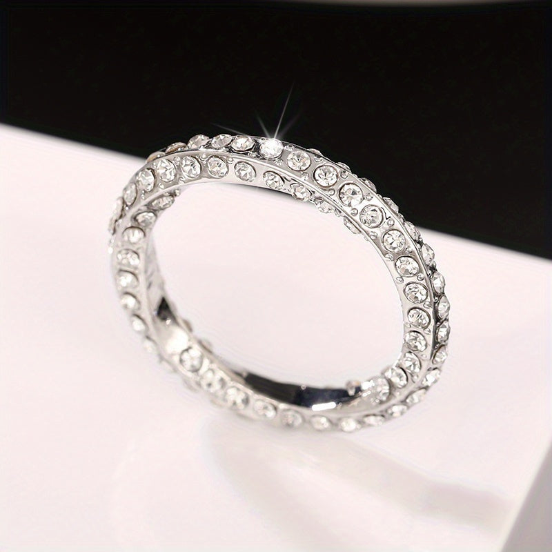 925 Silver Zircon Ring Wedding Promise Eternity Engagement Female Anniversary Gi