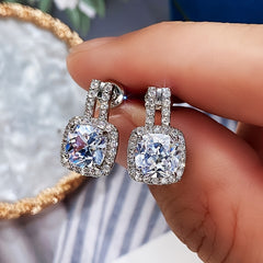 Pop Jewelry Zircon Stud Earrings - Copper Panel