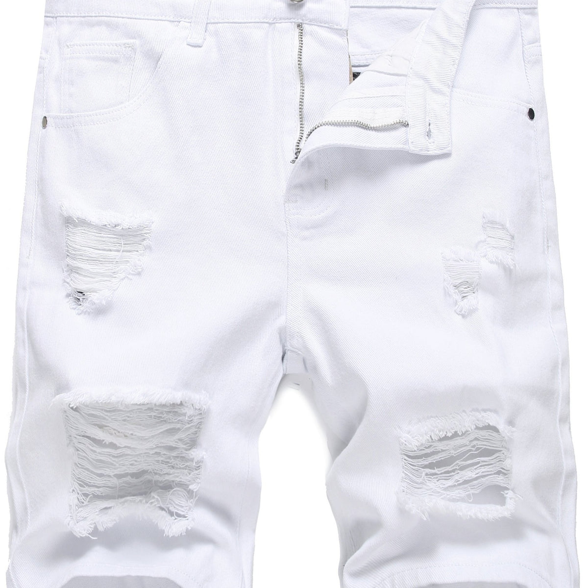Men's Ripped Denim Shorts with Pockets