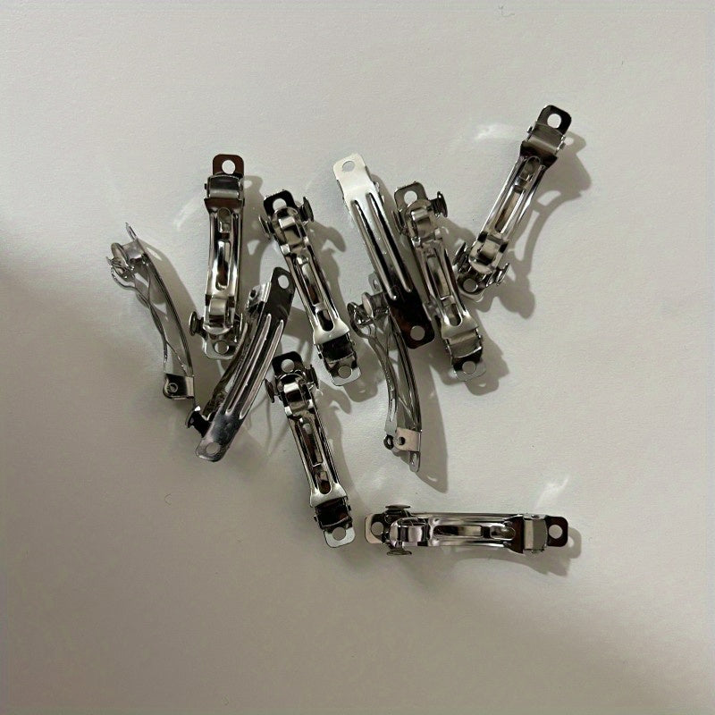 10pcs French Barrette Spring Hair Clips Rhodium Bow Hairpin