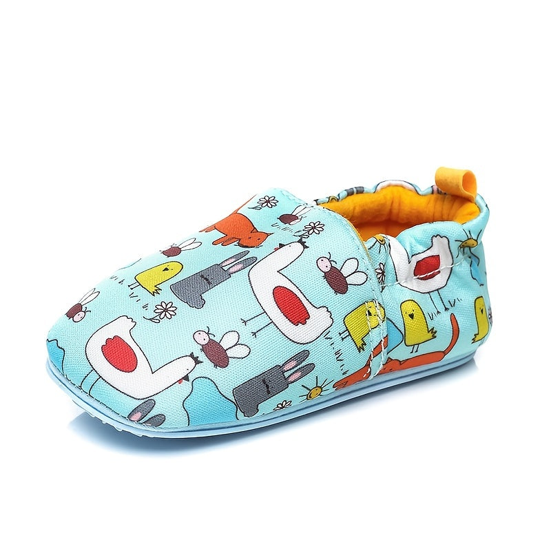 Baby Boys Cartoon Print Slippers Plush Walking Shoes