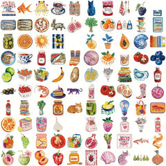 100pcs Mediterranean Cartoon Graffiti Stickers Vinyl Decals for Water Bottles