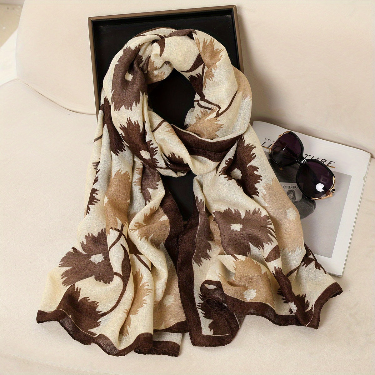 Bohemia Print Cotton Linen Scarf Geometric Flower Tassel Shawl
